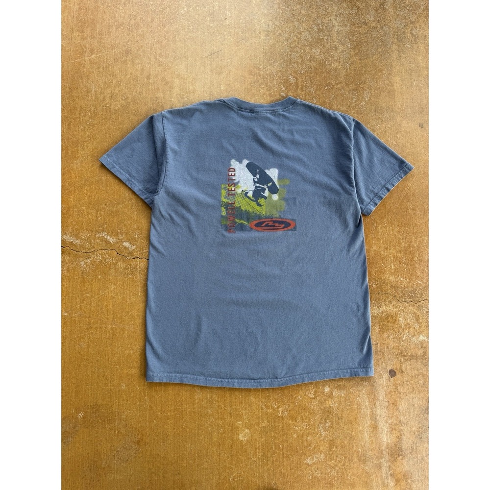 VTG 90s 00s Powell Tested Wakeboarding Skater Surf Baby Blue T-Shirt Large